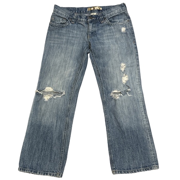 VINTAGE ROXY women's low-rise straight leg jeans w/pocket embroidery, size 3. - Picture 3 of 5
